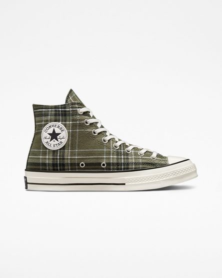 Pánské Boty Vysoké Converse Chuck 70 Tartan Olivy Zelené Černé | CZ IVYO43